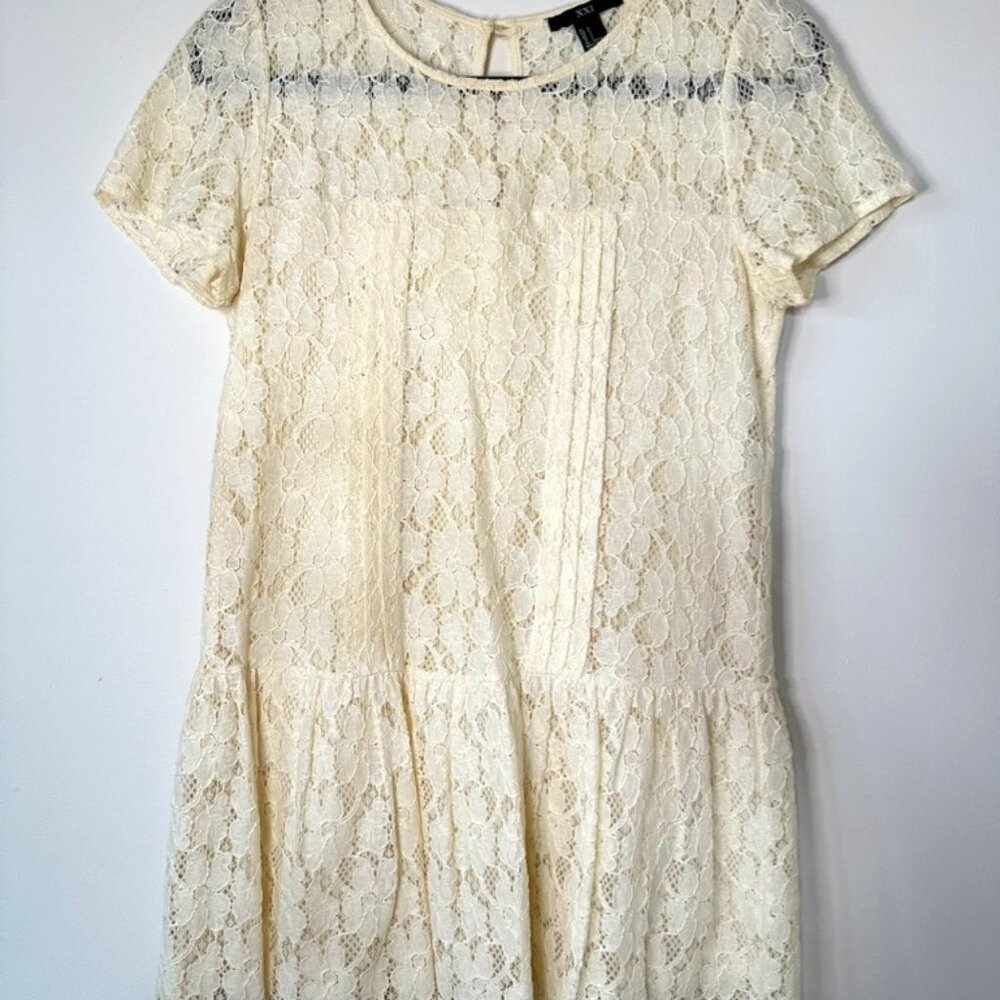 Forever 21, lace floral summer dress, cream, Size S